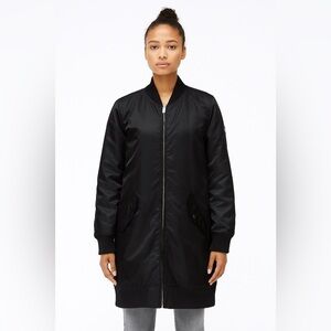 Sanctuary Long Line Black Bomber Jacket (Med)